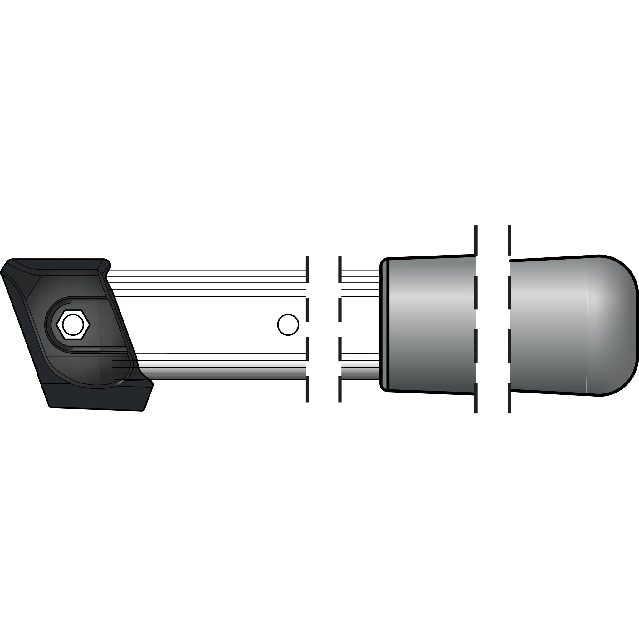 221/52 Aluminium handles length 52 cm (20.5 in.)